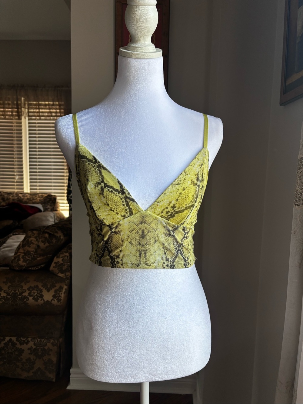 Garage Yellow/Green Snake-Print Cami Top